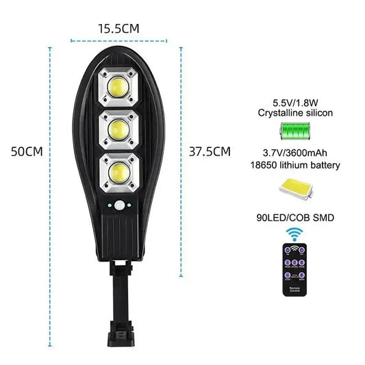 مصباح طاقة شمسية - بقوة 500 واط  LED خارجي مقاوم للماء IP65 مع جهاز تحكم عن بعد
