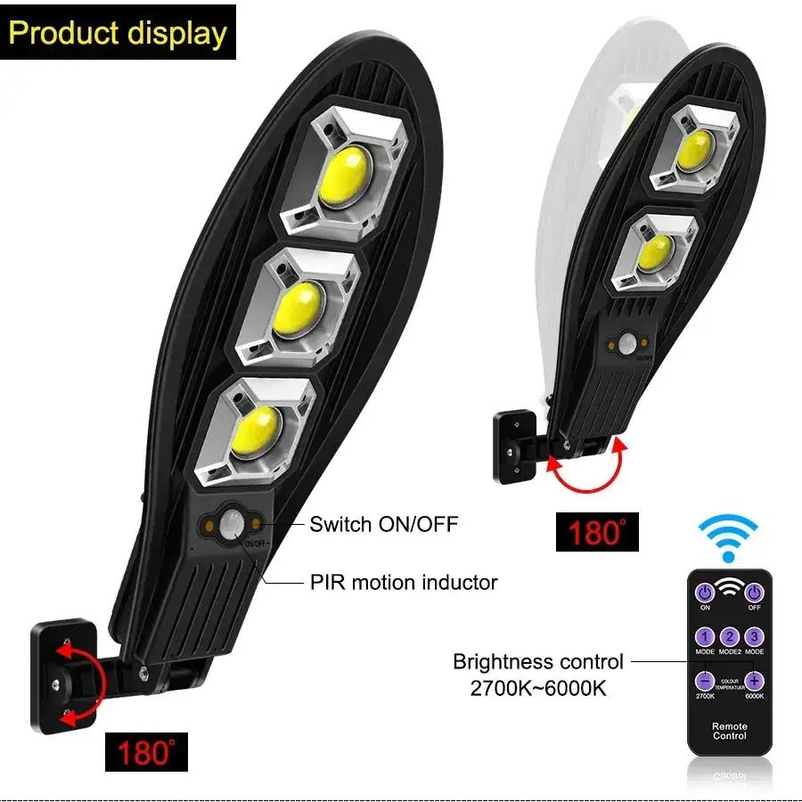 مصباح طاقة شمسية - بقوة 500 واط  LED خارجي مقاوم للماء IP65 مع جهاز تحكم عن بعد